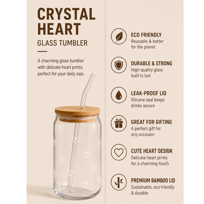 Crystal Heart Glass Tumbler
