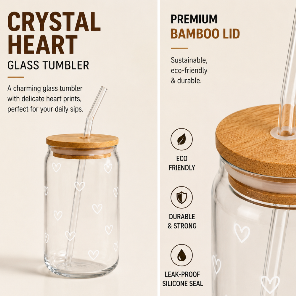 Crystal Heart Glass Tumbler