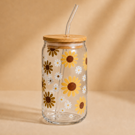 Sunflower Daisy Glass Tumbler