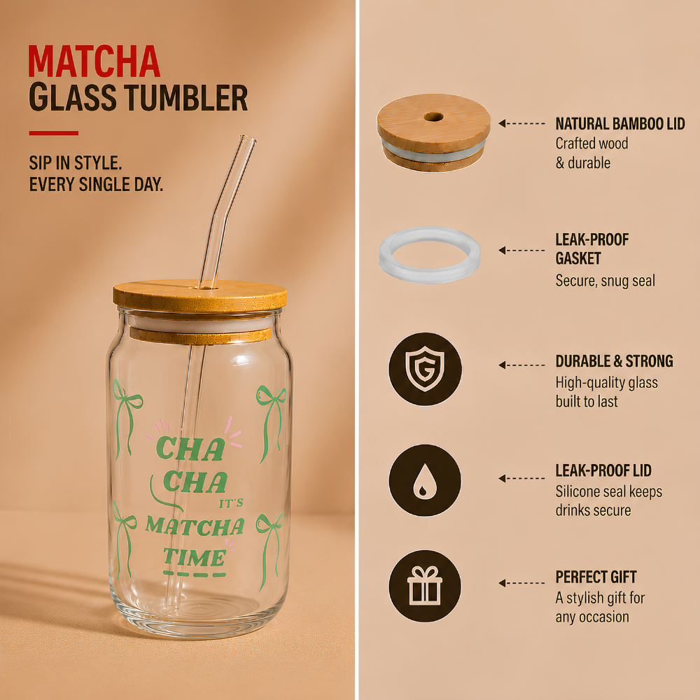 200SIPS- Matcha Glass Tumbler